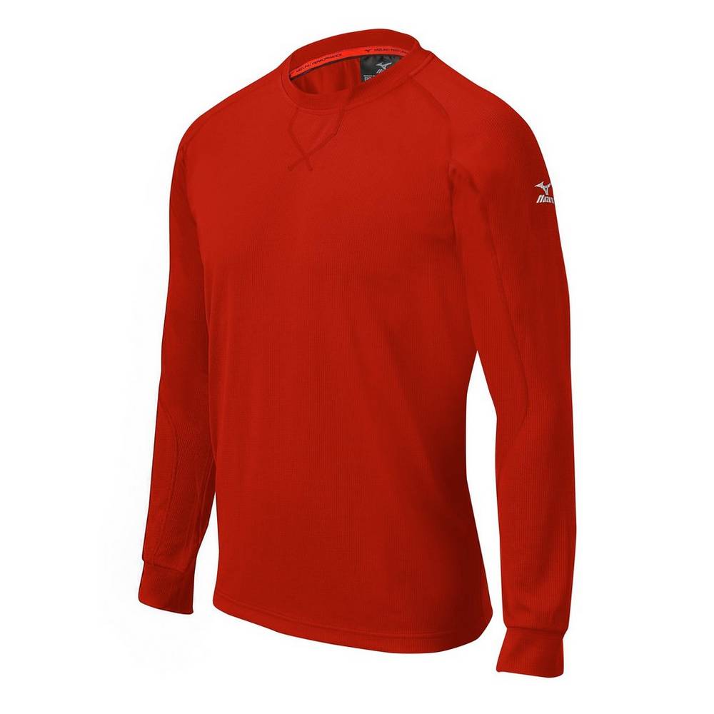 Maglie Running Mizuno Baseball Comp Long Sleeve Training Uomo - Rosse - 40821-XETA